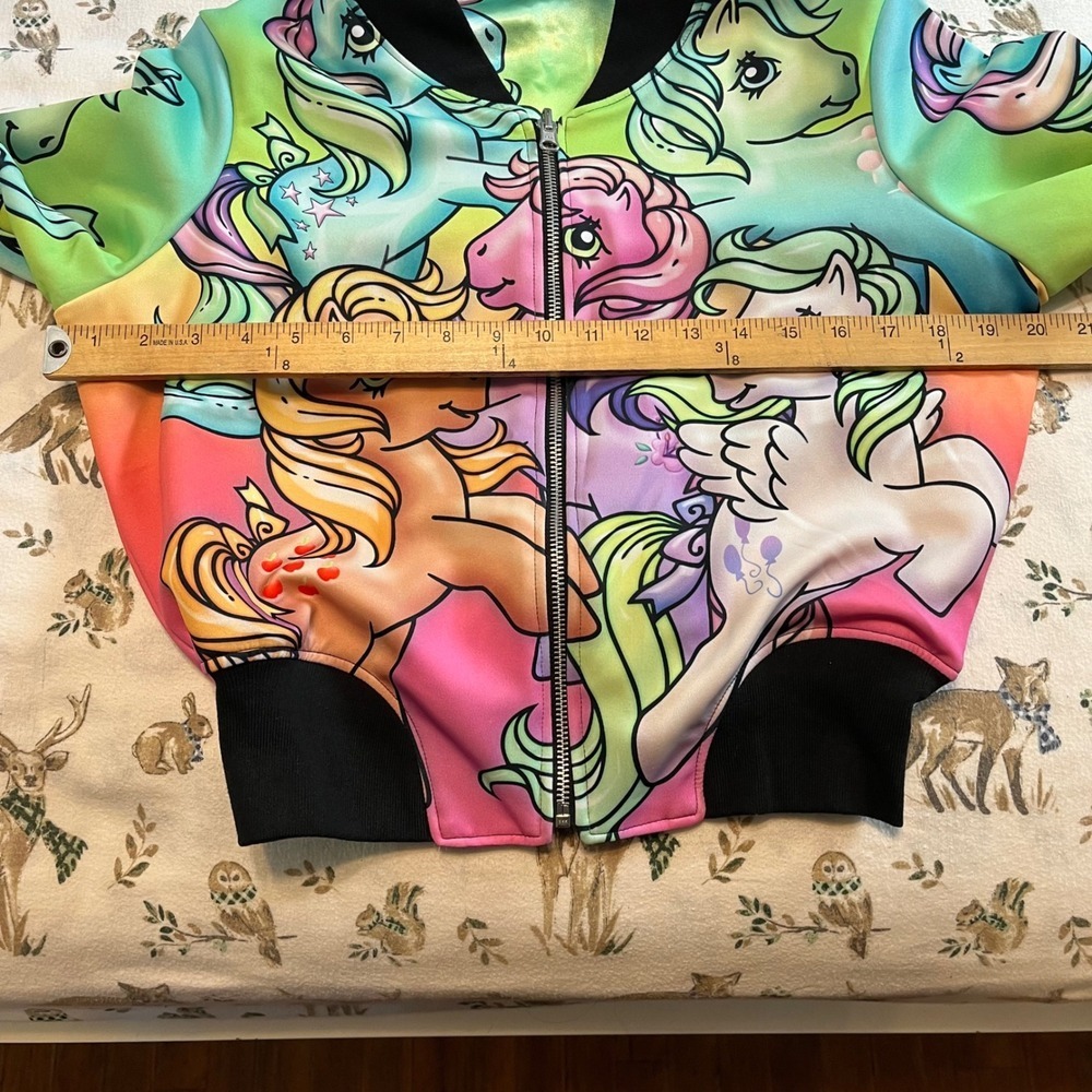 Alice Vandy My Little Pony Bomber Jacket M Multicolor Reversible Cropped Zip - Picture 9 of 11